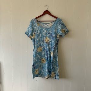 Vintage Hawaiian Tropical All Hours Floral Dress L Large USA Made